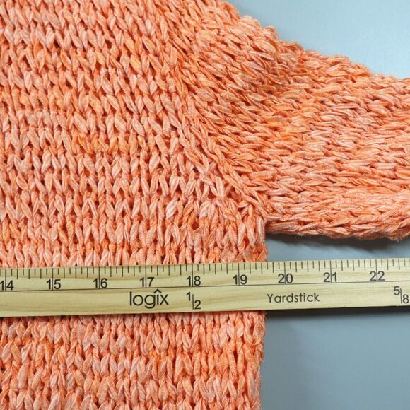 Sonia Bogner Artsy Cardigan Womens 14 Peach Ribbon Yarn Open Front Art-to-Wear - Picture 12 of 13